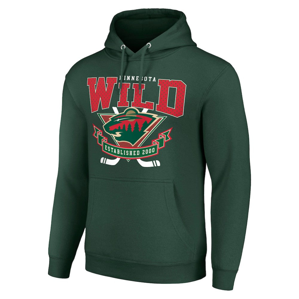 NHL Minnesota Wild Starter Team Logo Graphic Fleece Tri-Blend Pullover Hoodie - Olive