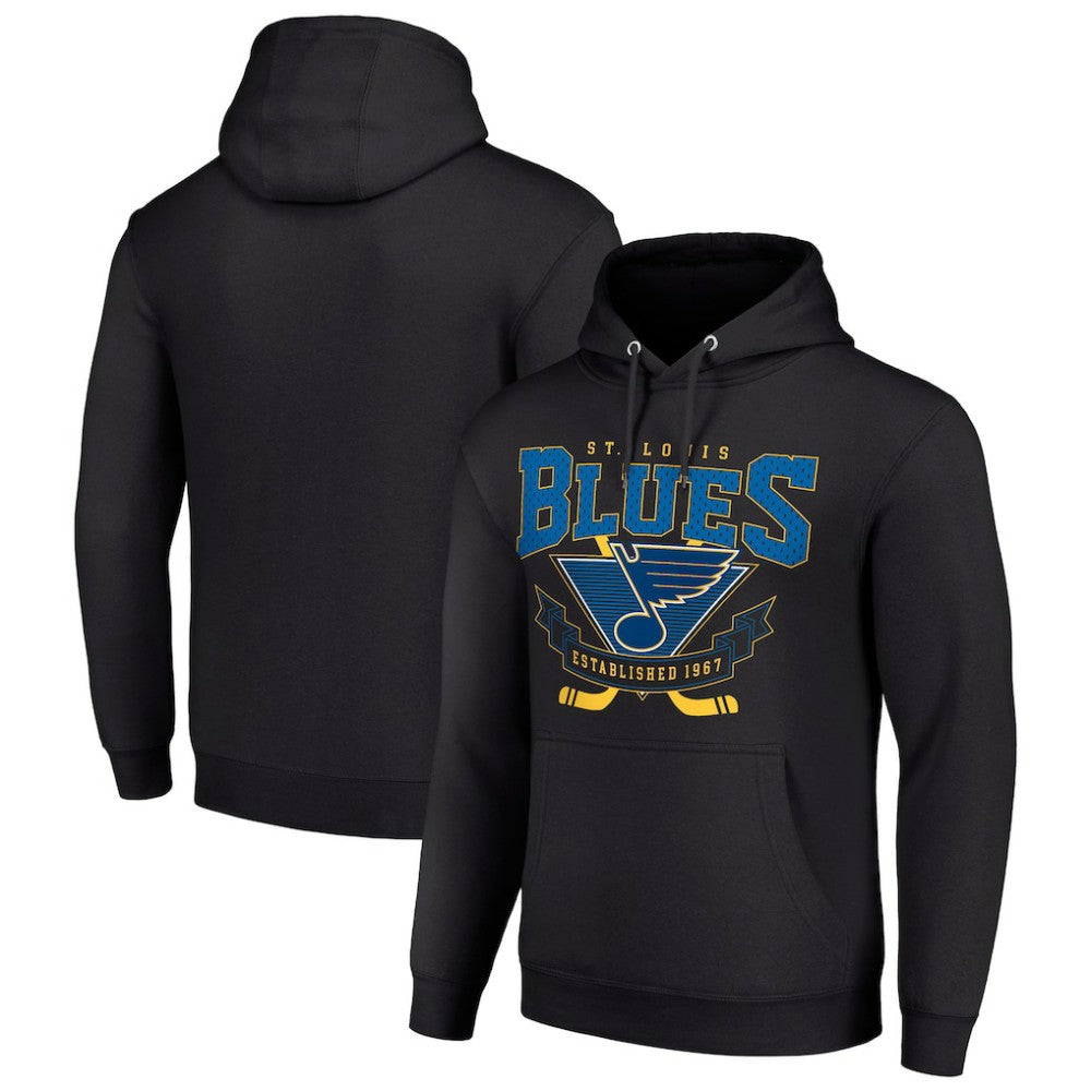 NHL St. Louis Blues Starter Team Logo Graphic Fleece Tri-Blend Pullover Hoodie - Black