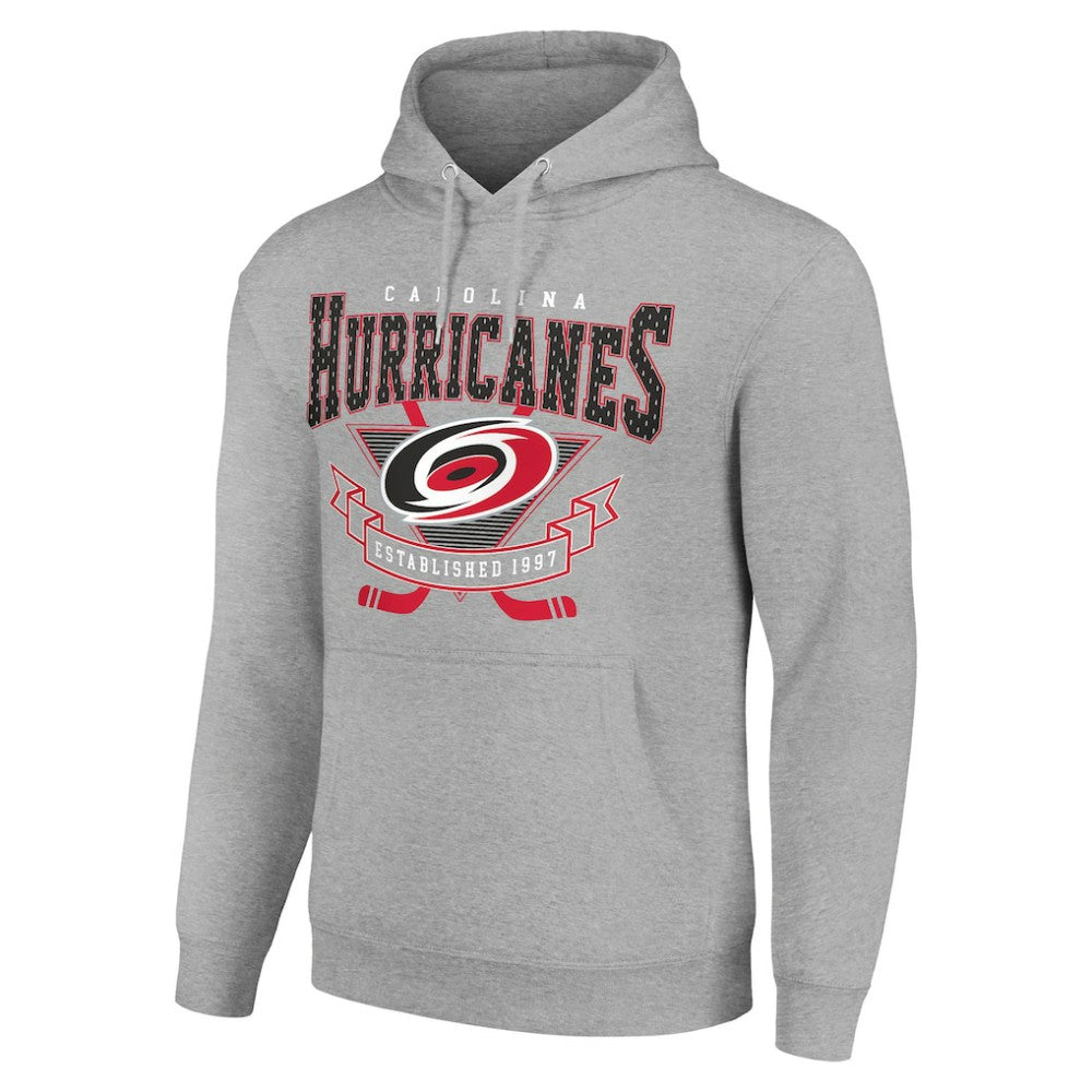 NHL Carolina Hurricanes Starter Team Logo Graphic Fleece Tri-Blend Pullover Hoodie - Heather Gray