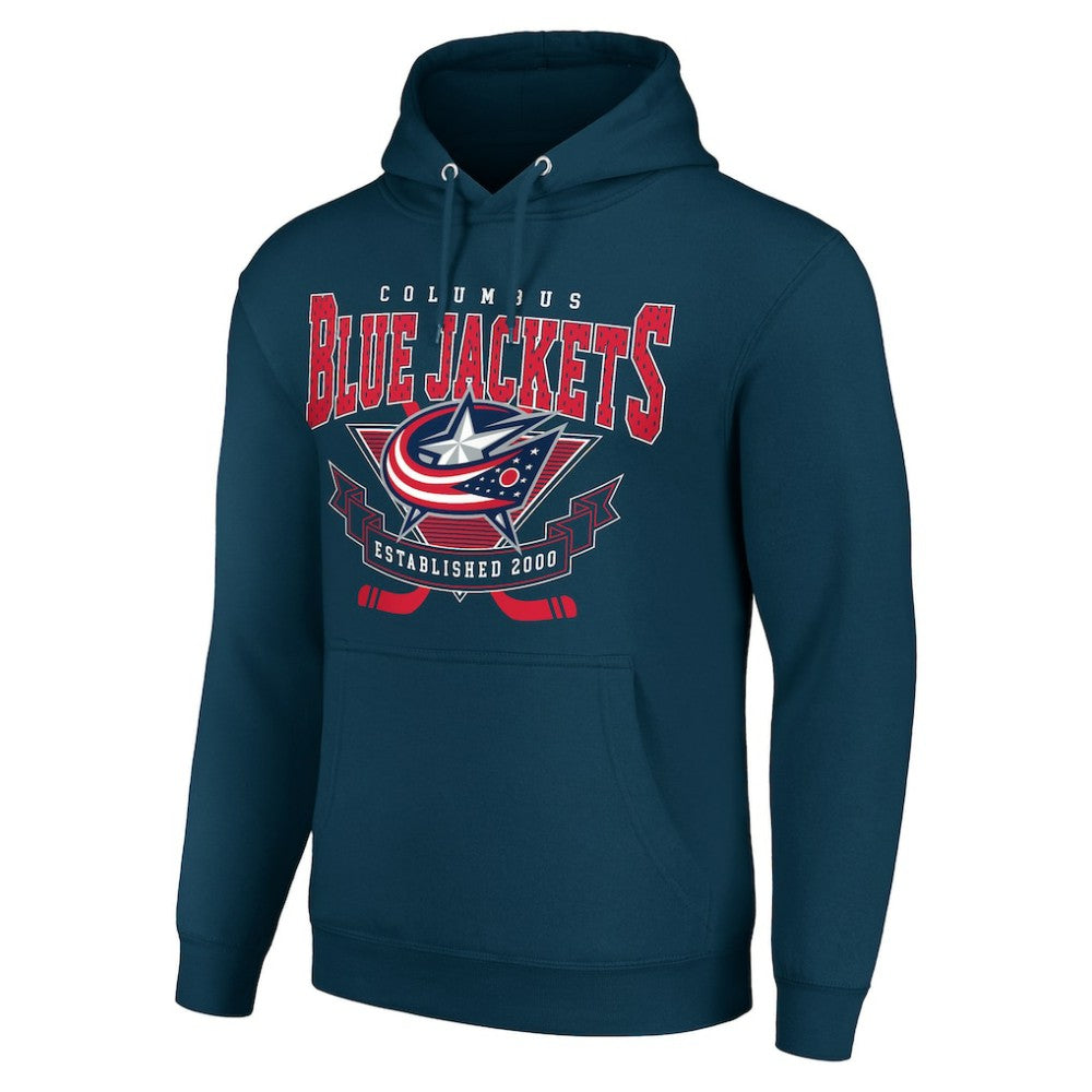 NHL Columbus Blue Jackets Starter Team Logo Graphic Fleece Tri-Blend Pullover Hoodie - Navy