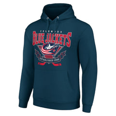 NHL Columbus Blue Jackets Starter Team Logo Graphic Fleece Tri-Blend Pullover Hoodie - Navy