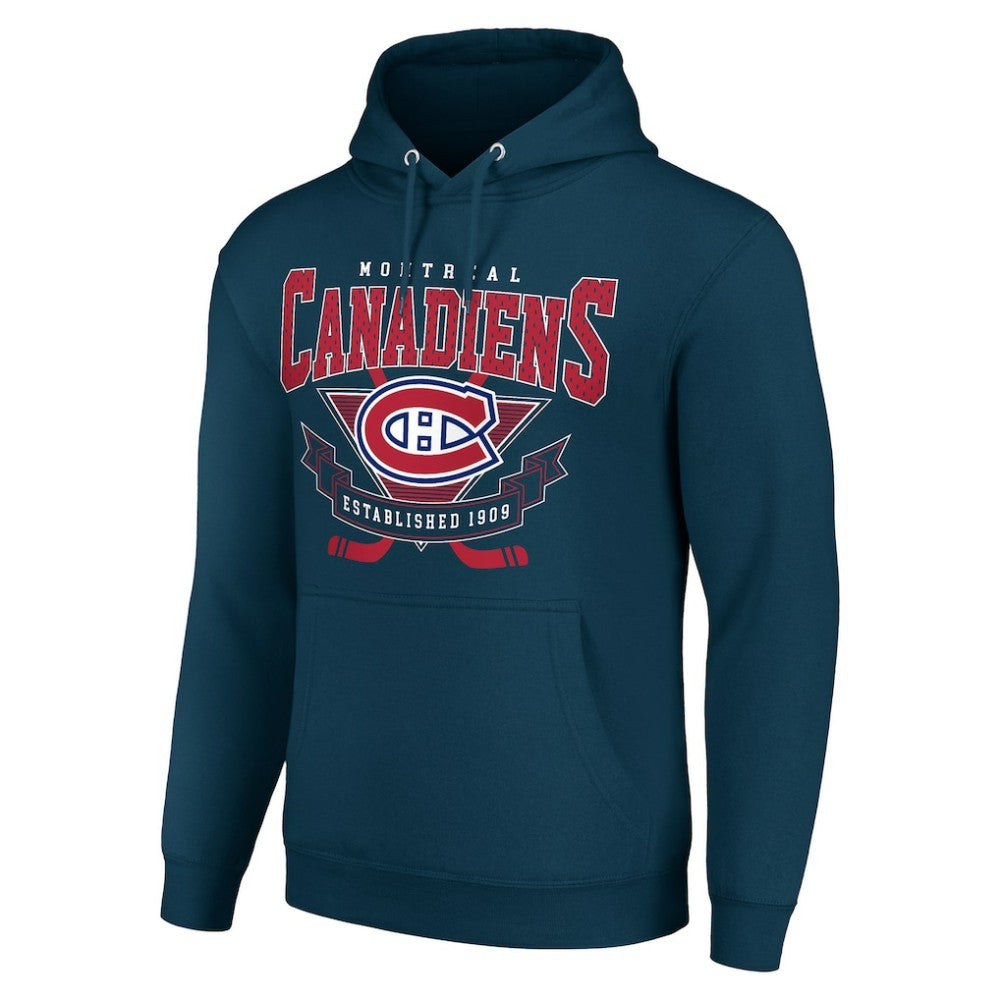 NHL Montreal Canadiens Starter Team Logo Graphic Fleece Tri-Blend Pullover Hoodie - Navy