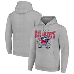 NHL Columbus Blue Jackets Starter Team Logo Graphic Fleece Tri-Blend Pullover Hoodie - Heather Gray