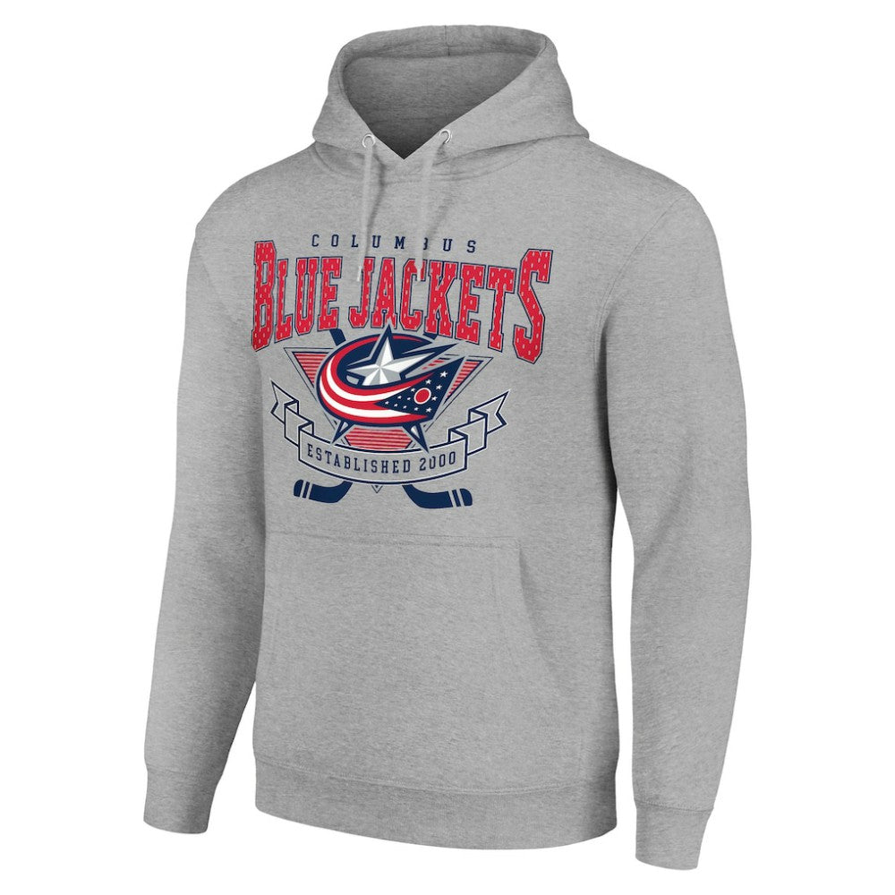 NHL Columbus Blue Jackets Starter Team Logo Graphic Fleece Tri-Blend Pullover Hoodie - Heather Gray