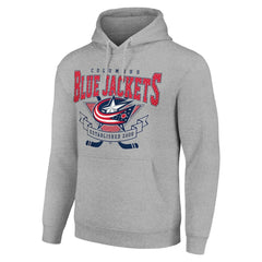 NHL Columbus Blue Jackets Starter Team Logo Graphic Fleece Tri-Blend Pullover Hoodie - Heather Gray