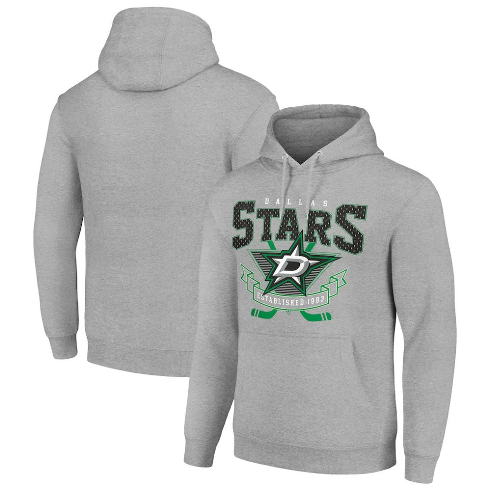 NHL Dallas Stars Starter Team Logo Graphic Fleece Tri-Blend Pullover Hoodie - Heather Gray
