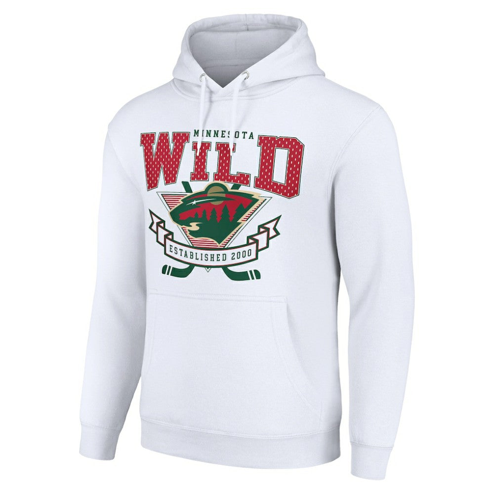 NHL Minnesota Wild Starter Team Logo Graphic Fleece Tri-Blend Pullover Hoodie - White