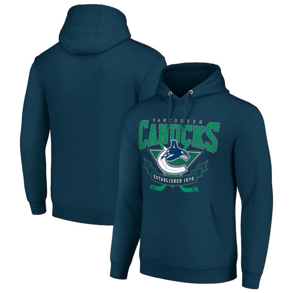 NHL Vancouver Canucks Starter Team Logo Graphic Fleece Tri-Blend Pullover Hoodie - Navy