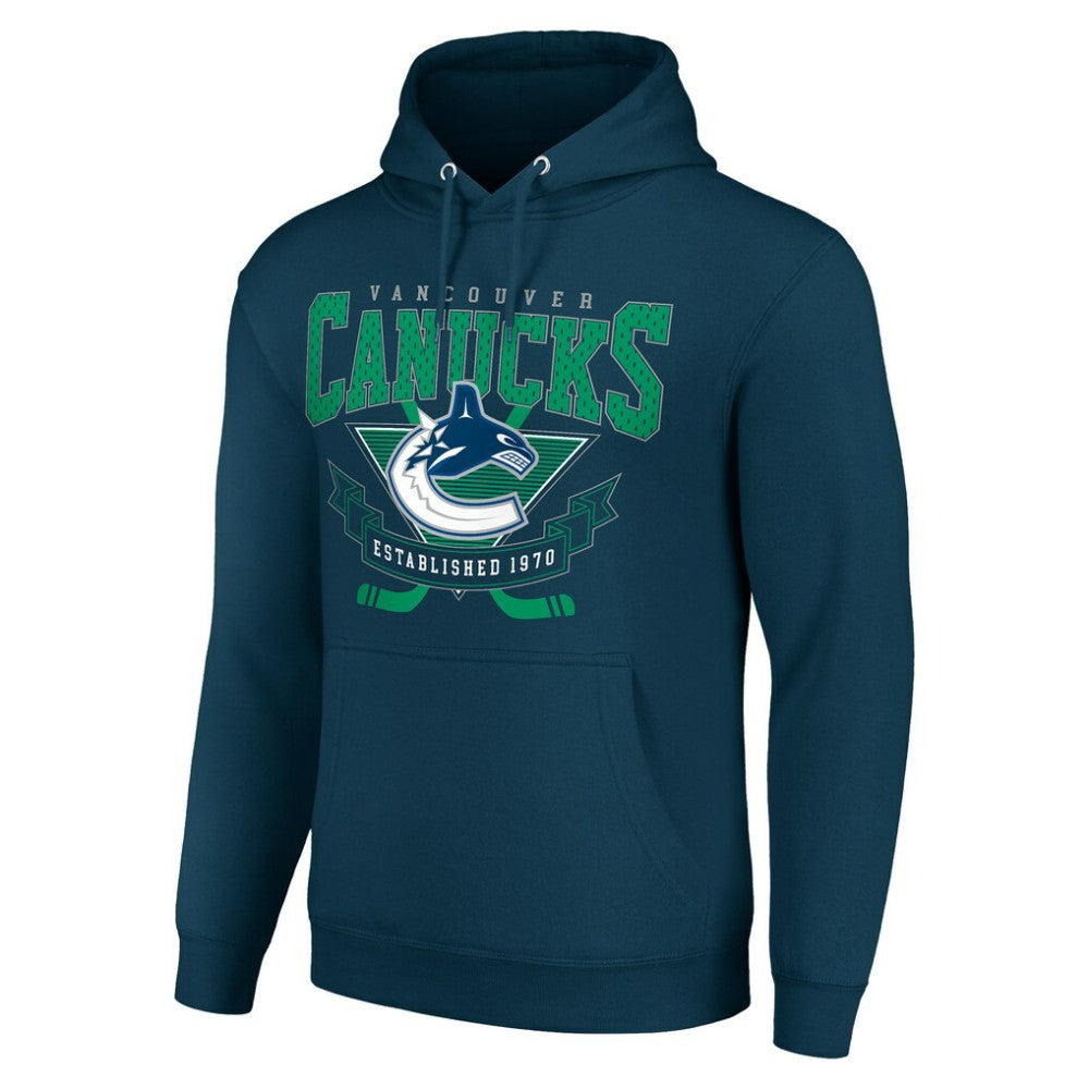 NHL Vancouver Canucks Starter Team Logo Graphic Fleece Tri-Blend Pullover Hoodie - Navy