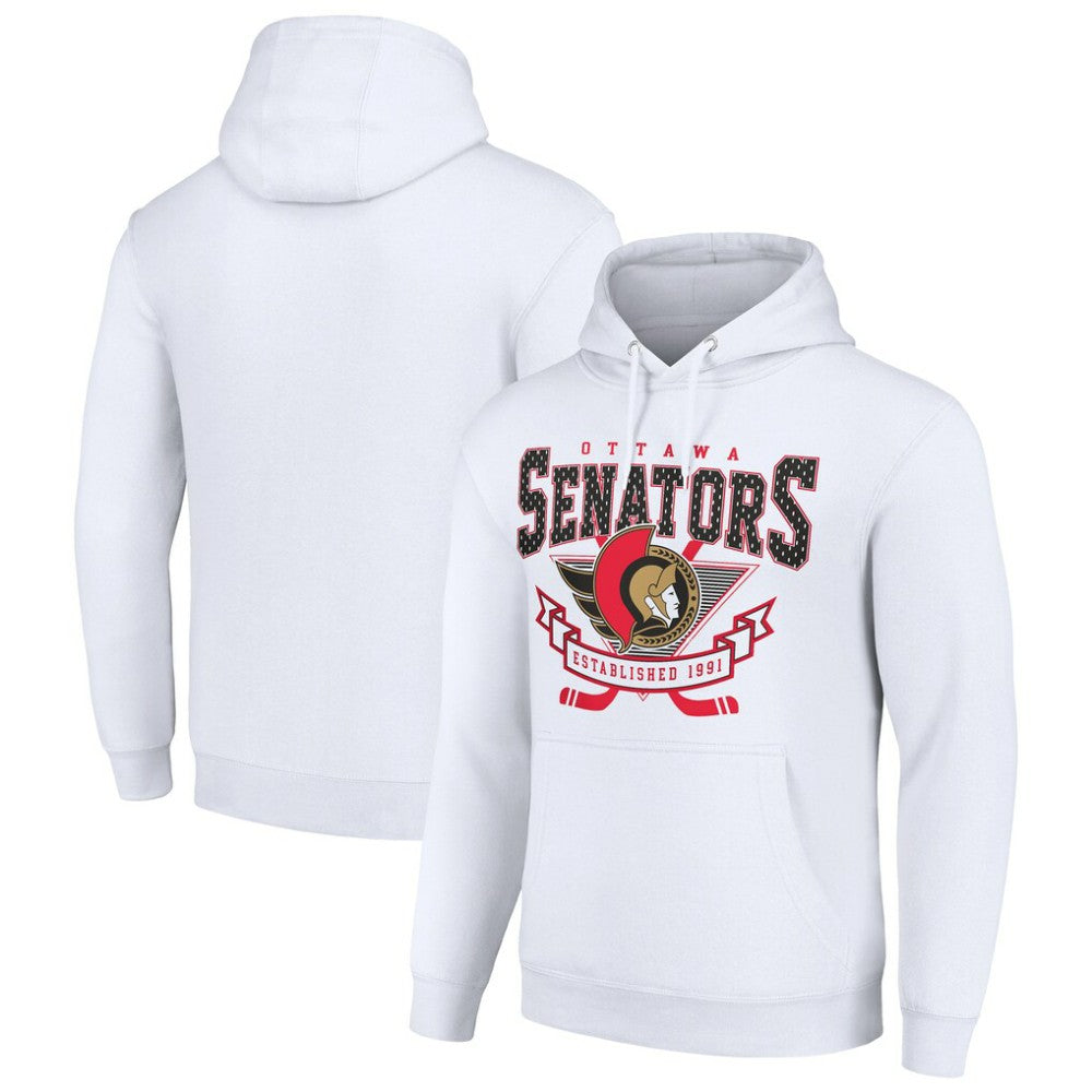 NHL Ottawa Senators Starter Team Logo Graphic Fleece Tri-Blend Pullover Hoodie - White