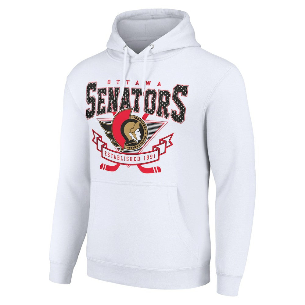 NHL Ottawa Senators Starter Team Logo Graphic Fleece Tri-Blend Pullover Hoodie - White
