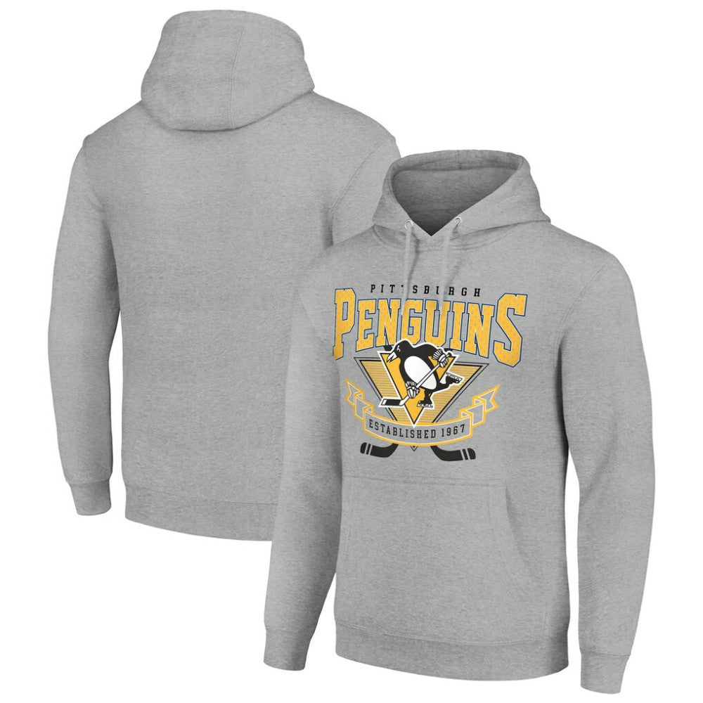 NHL Pittsburgh Penguins Starter Team Logo Graphic Fleece Tri-Blend Pullover Hoodie - Heather Gray