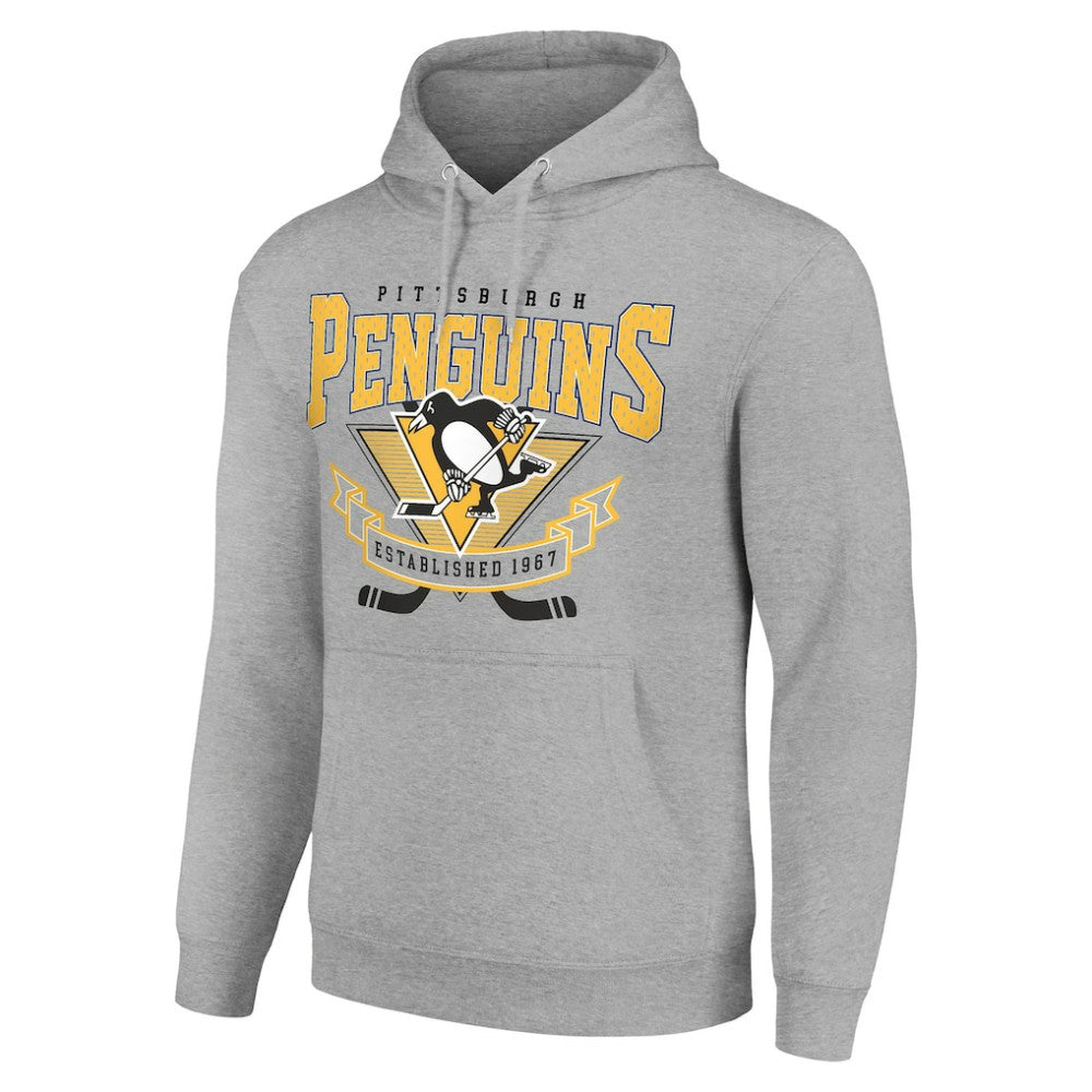 NHL Pittsburgh Penguins Starter Team Logo Graphic Fleece Tri-Blend Pullover Hoodie - Heather Gray
