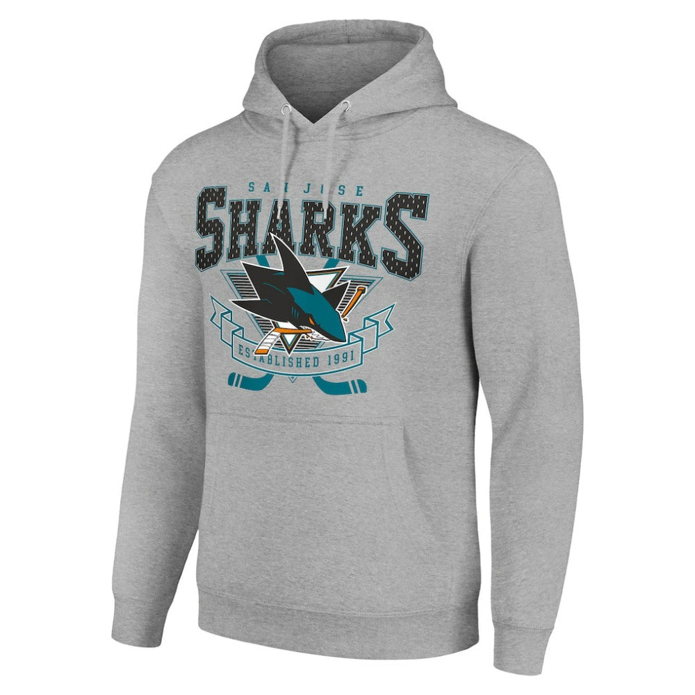 NHL San Jose Sharks Starter Team Logo Graphic Fleece Tri-Blend Pullover Hoodie - Heather Gray