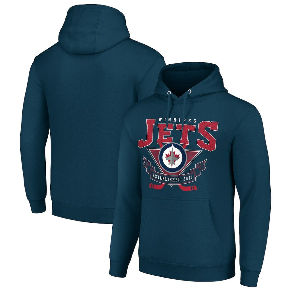 NHL Winnipeg Jets Starter Team Logo Graphic Fleece Tri-Blend Pullover Hoodie - Navy