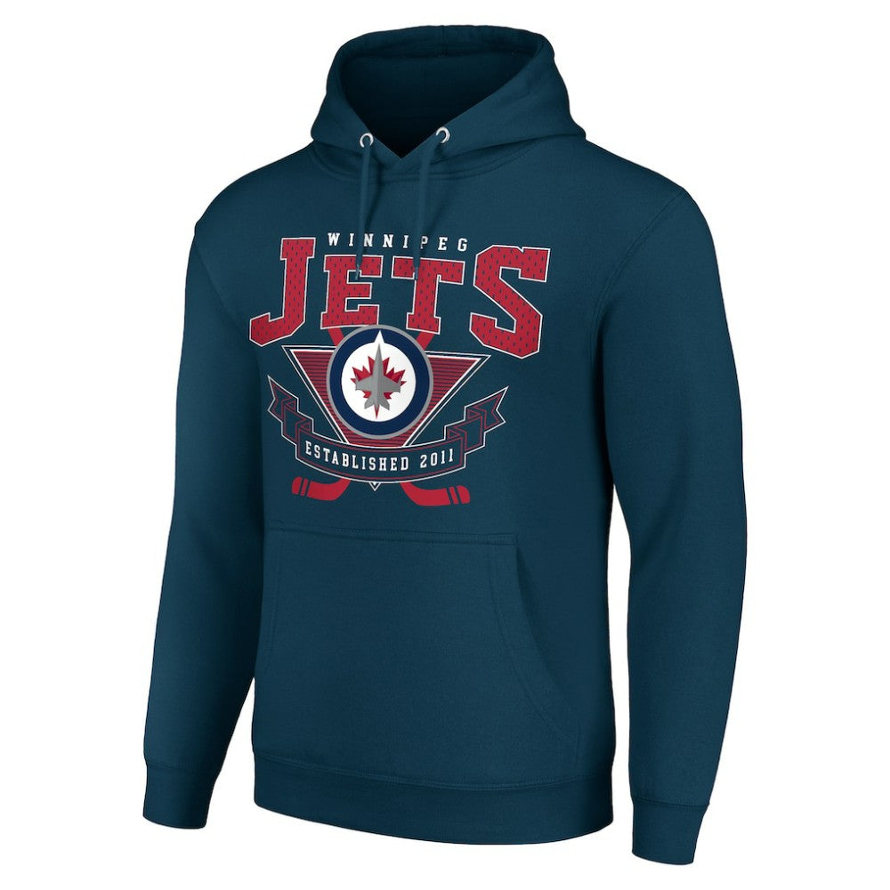 NHL Winnipeg Jets Starter Team Logo Graphic Fleece Tri-Blend Pullover Hoodie - Navy