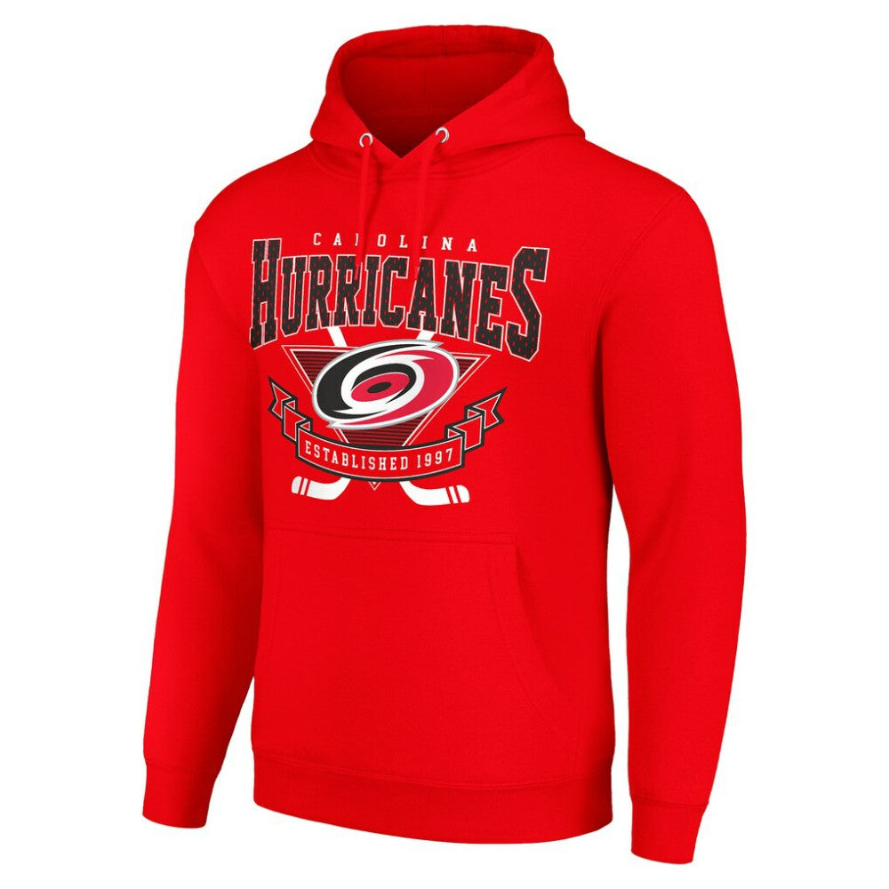 NHL Carolina Hurricanes Starter Team Logo Graphic Fleece Tri-Blend Pullover Hoodie - Red