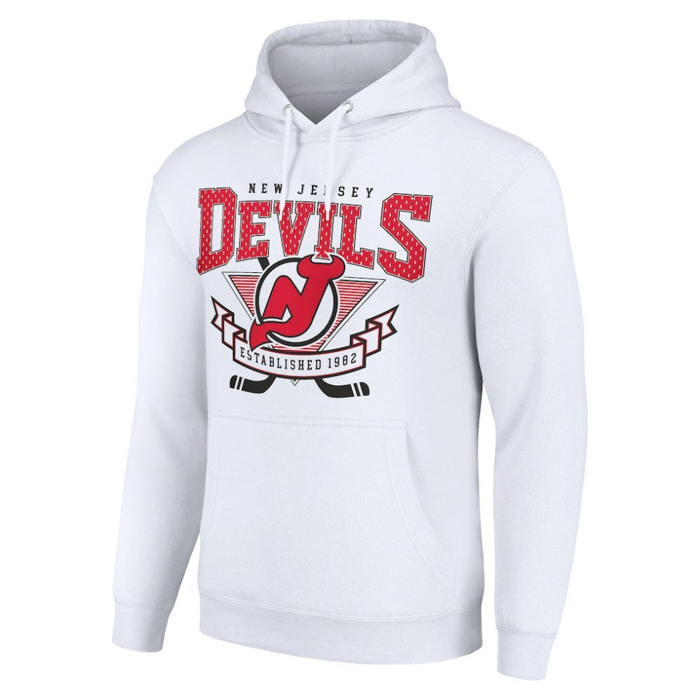 NHL New Jersey Devils Starter Team Logo Graphic Fleece Tri-Blend Pullover Hoodie - White