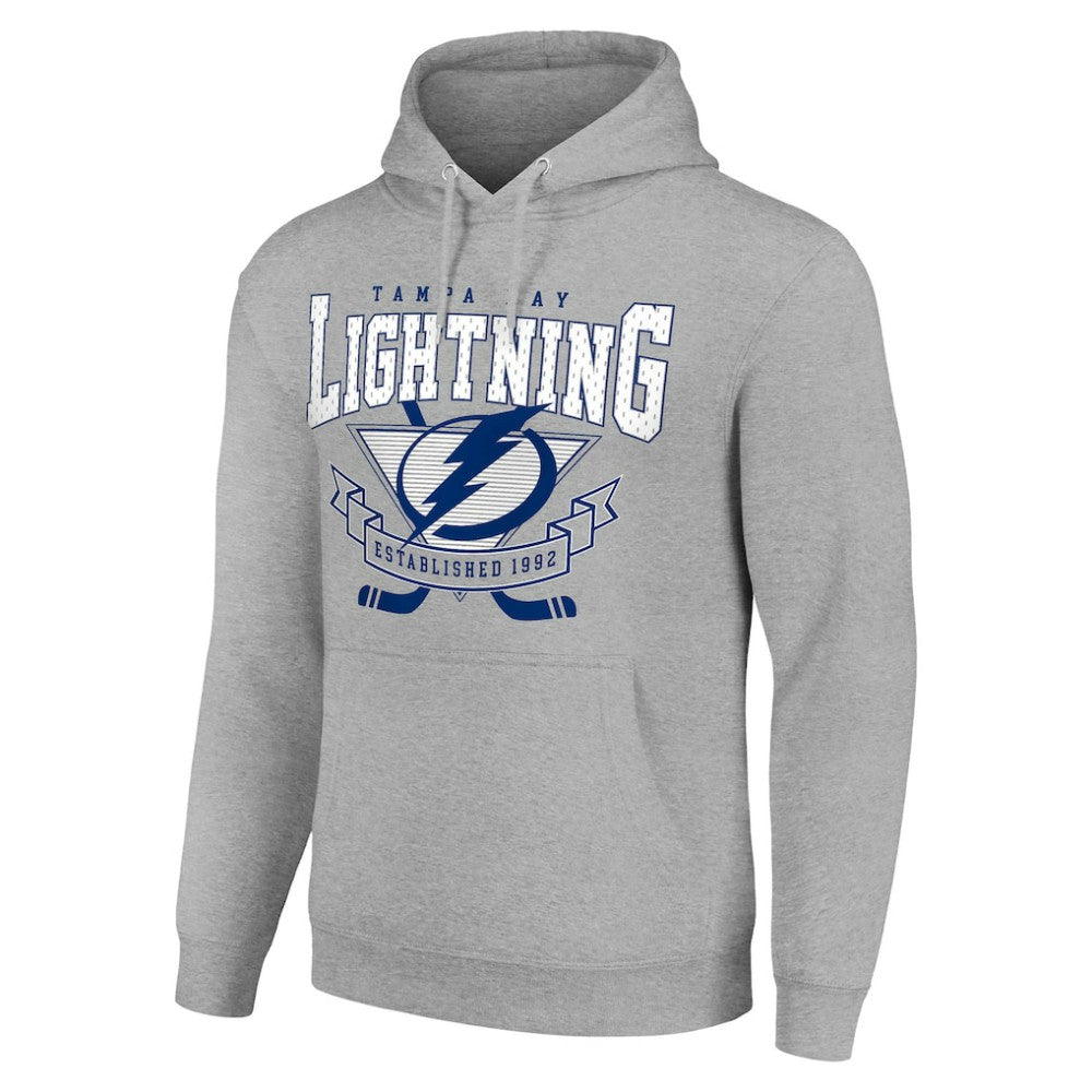 NHL Tampa Bay Lightning Starter Team Logo Graphic Fleece Tri-Blend Pullover Hoodie - Heather Gray