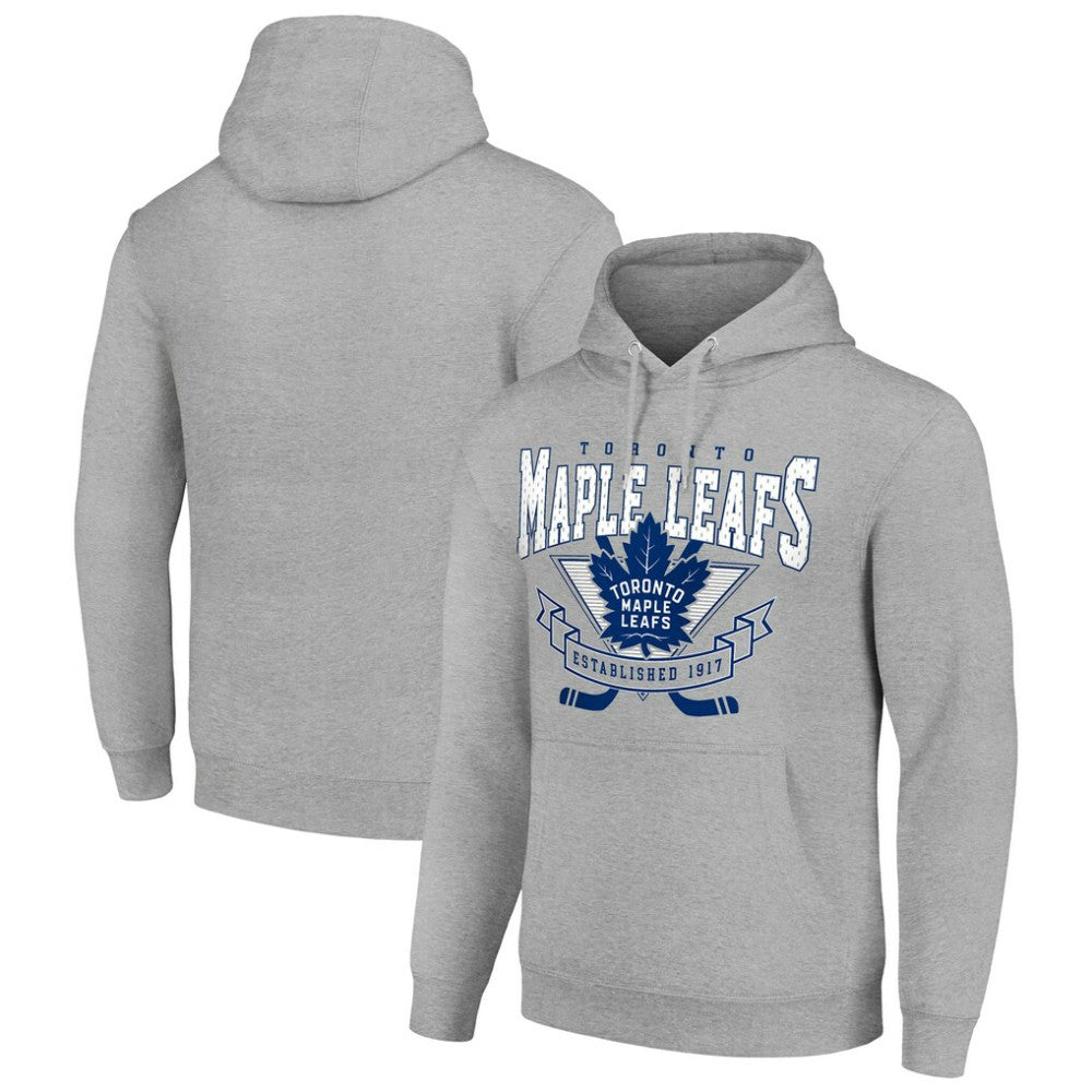 NHL Toronto Maple Leafs Starter Team Logo Graphic Fleece Tri-Blend Pullover Hoodie - Heather Gray