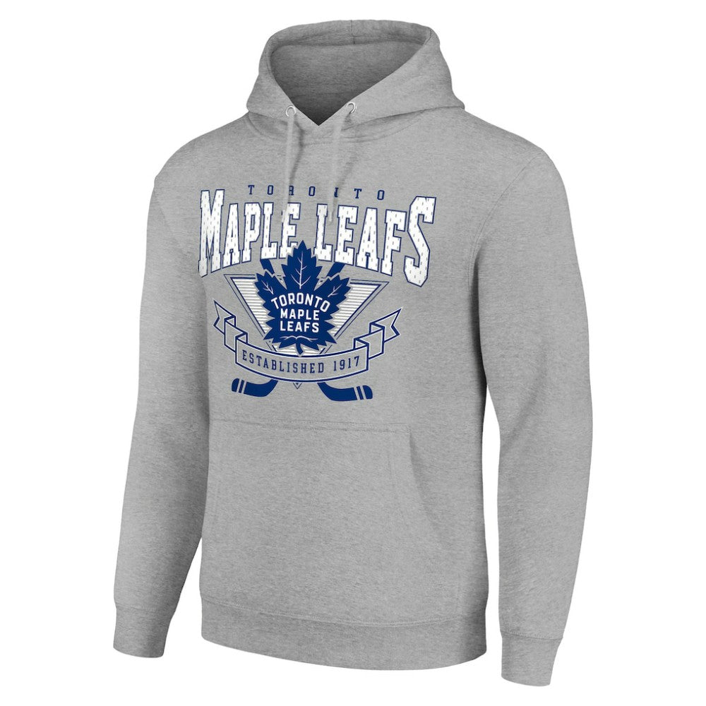 NHL Toronto Maple Leafs Starter Team Logo Graphic Fleece Tri-Blend Pullover Hoodie - Heather Gray
