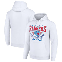 NHL New York Rangers Starter Team Logo Graphic Fleece Tri-Blend Pullover Hoodie - White