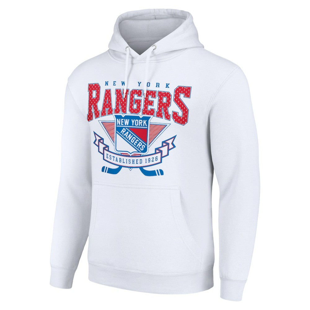 NHL New York Rangers Starter Team Logo Graphic Fleece Tri-Blend Pullover Hoodie - White