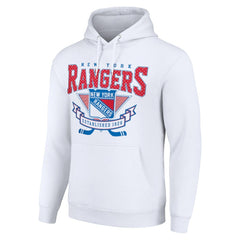 NHL New York Rangers Starter Team Logo Graphic Fleece Tri-Blend Pullover Hoodie - White