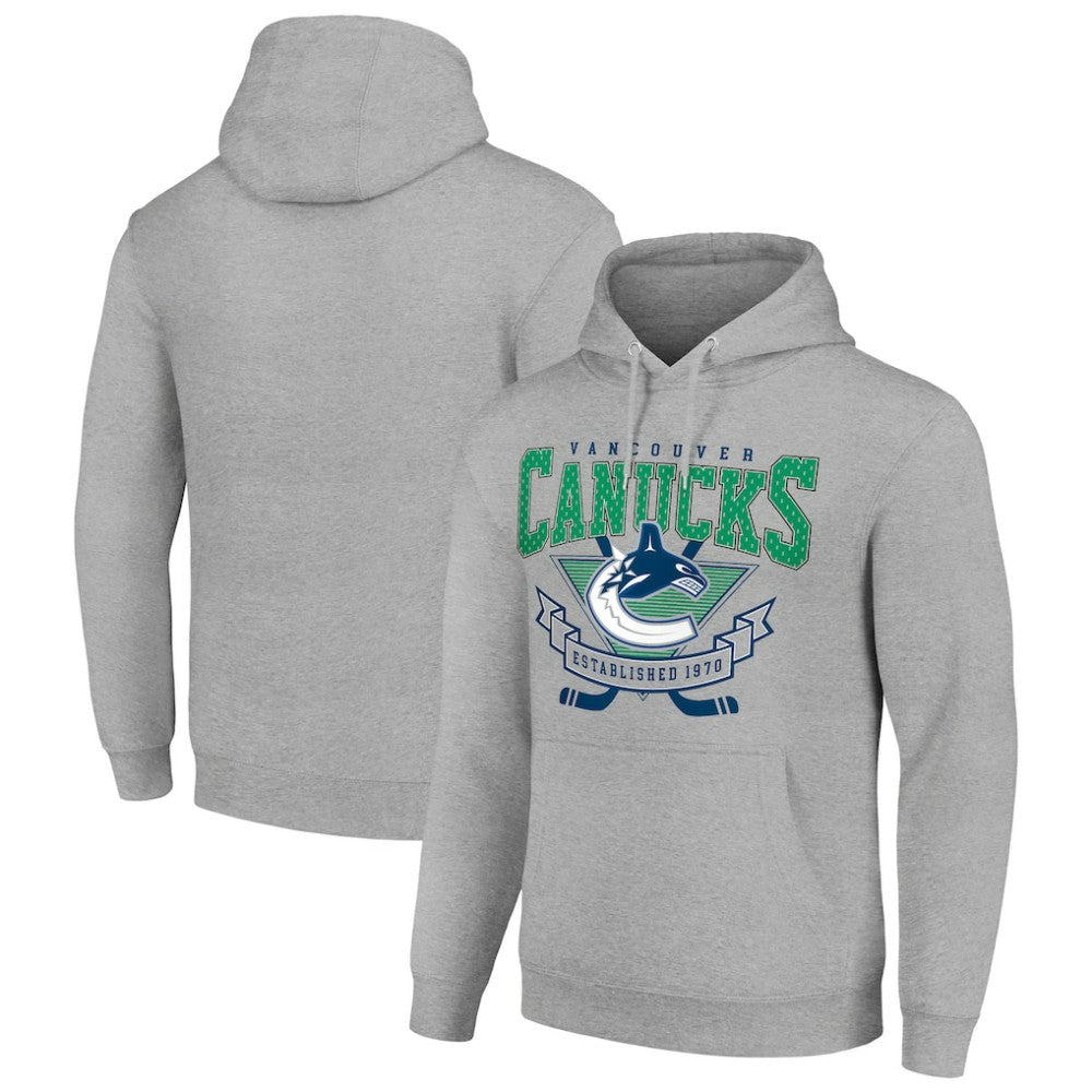 NHL Vancouver Canucks Starter Team Logo Graphic Fleece Tri-Blend Pullover Hoodie - Heather Gray