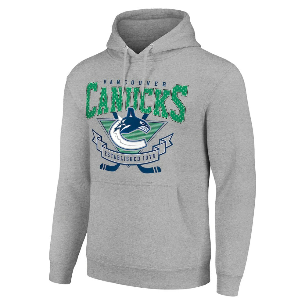 NHL Vancouver Canucks Starter Team Logo Graphic Fleece Tri-Blend Pullover Hoodie - Heather Gray