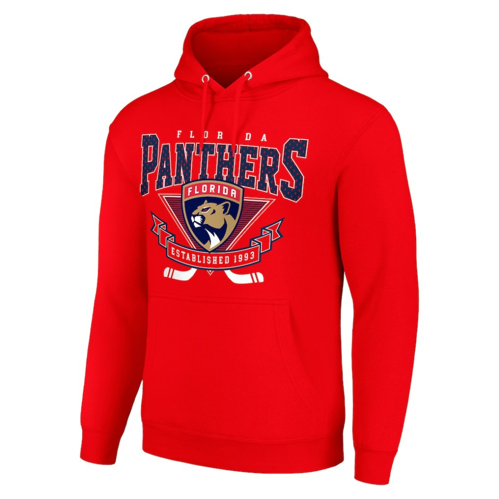 NHL Florida Panthers Starter Team Logo Graphic Fleece Tri-Blend Pullover Hoodie - Red