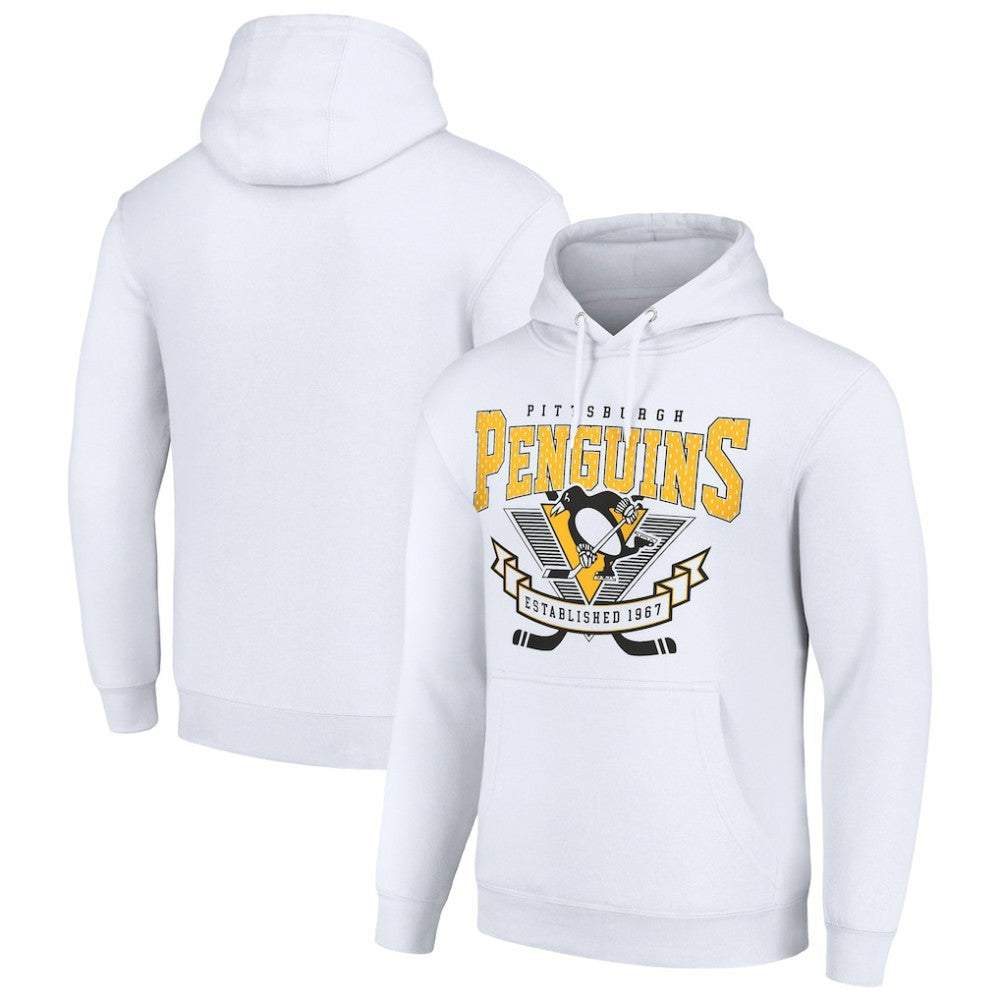 NHL Pittsburgh Penguins Starter Team Logo Graphic Fleece Tri-Blend Pullover Hoodie - White