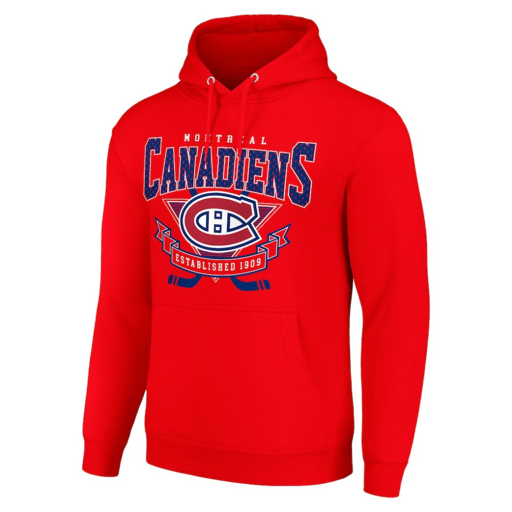 NHL Montreal Canadiens Starter Team Logo Graphic Fleece Tri-Blend Pullover Hoodie - Red