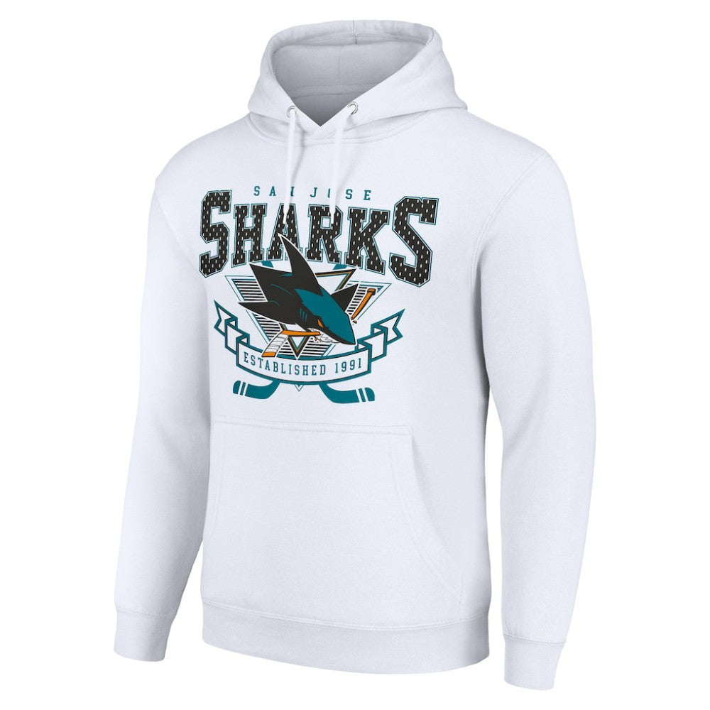 NHL San Jose Sharks Starter Team Logo Graphic Fleece Tri-Blend Pullover Hoodie - White