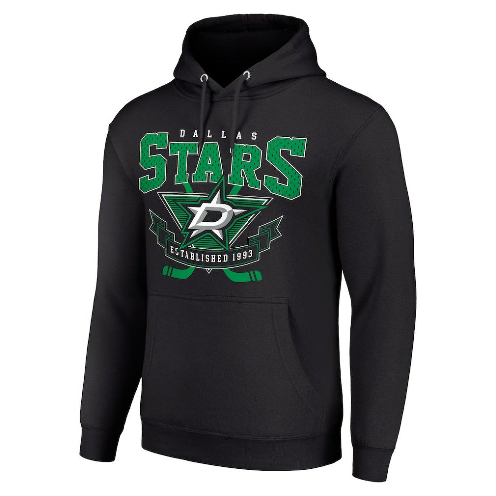 NHL Dallas Stars Starter Team Logo Graphic Fleece Tri-Blend Pullover Hoodie - Black