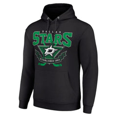 NHL Dallas Stars Starter Team Logo Graphic Fleece Tri-Blend Pullover Hoodie - Black