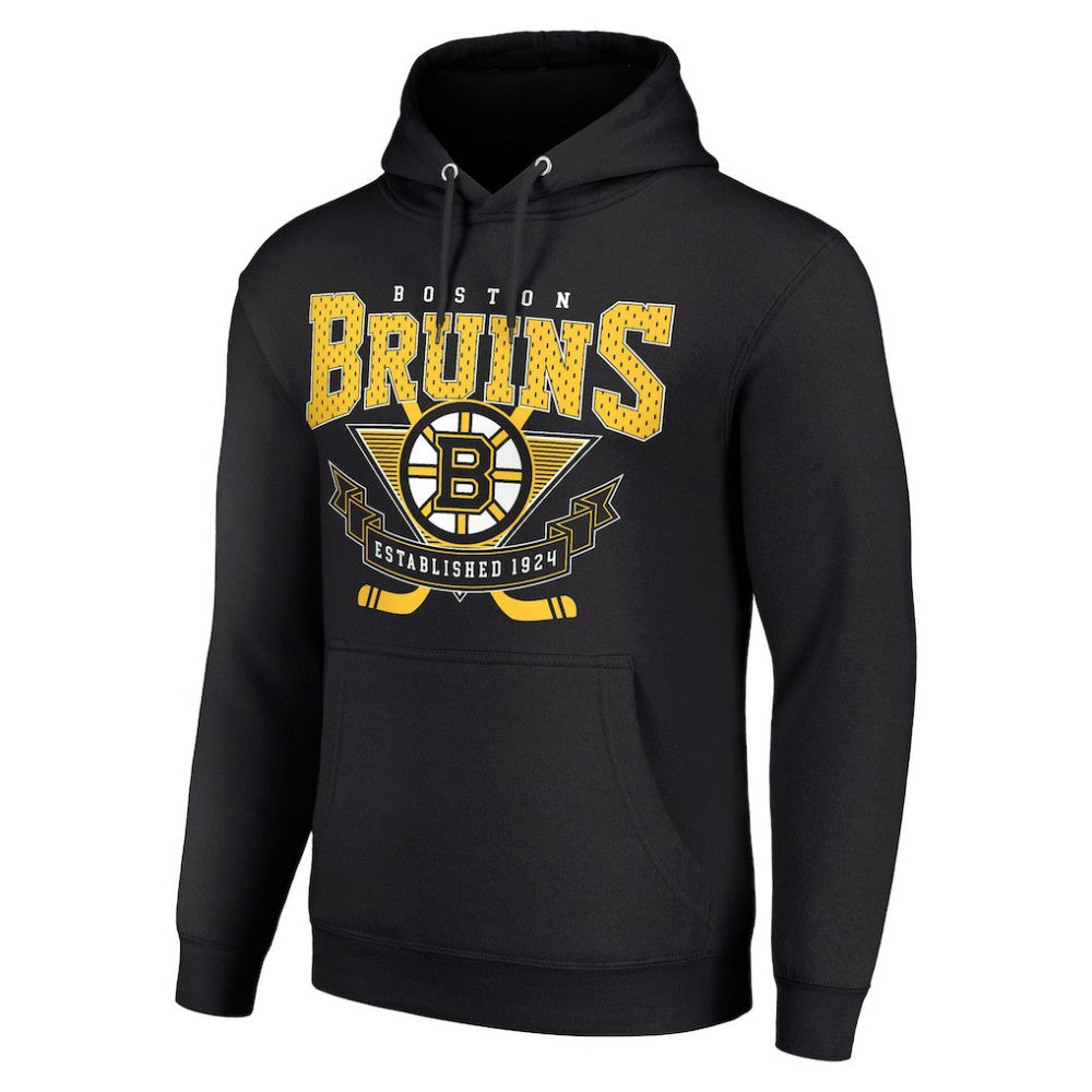 NHL Boston Bruins Starter Team Logo Graphic Fleece Tri-Blend Pullover Hoodie - Black