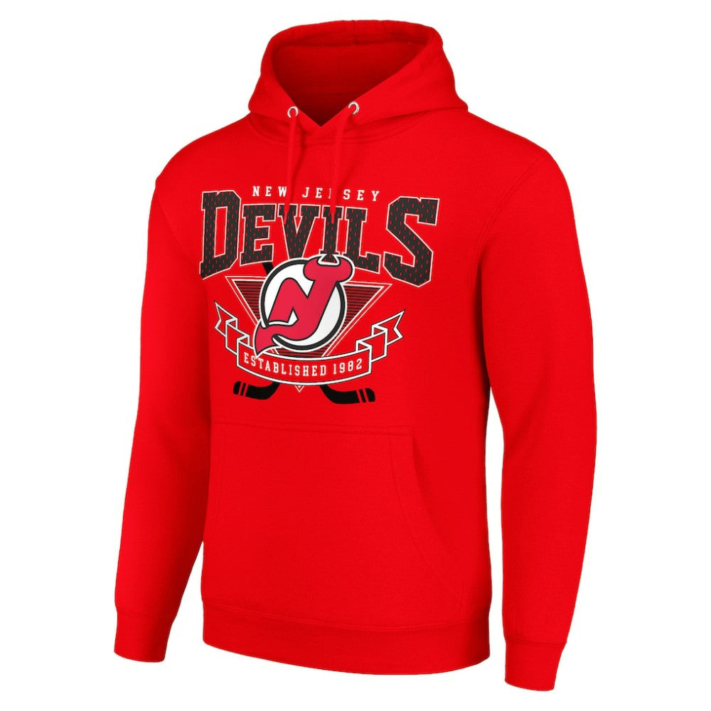 NHL New Jersey Devils Starter Team Logo Graphic Fleece Tri-Blend Pullover Hoodie - Red