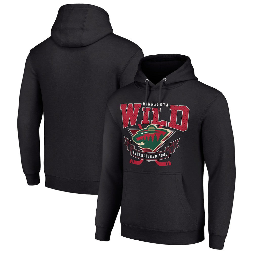 NHL Minnesota Wild Starter Team Logo Graphic Fleece Tri-Blend Pullover Hoodie - Black