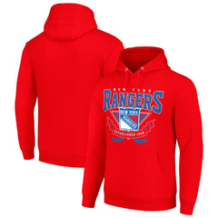 NHL New York Rangers Starter Team Logo Graphic Fleece Tri-Blend Pullover Hoodie - Red