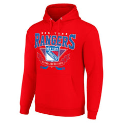 NHL New York Rangers Starter Team Logo Graphic Fleece Tri-Blend Pullover Hoodie - Red