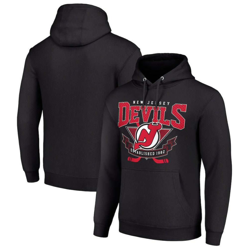 NHL New Jersey Devils Starter Team Logo Graphic Fleece Tri-Blend Pullover Hoodie - Black