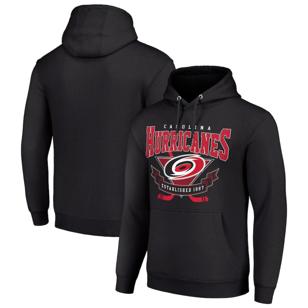 NHL Carolina Hurricanes Starter Team Logo Graphic Fleece Tri-Blend Pullover Hoodie - Black