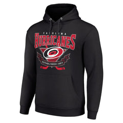 NHL Carolina Hurricanes Starter Team Logo Graphic Fleece Tri-Blend Pullover Hoodie - Black