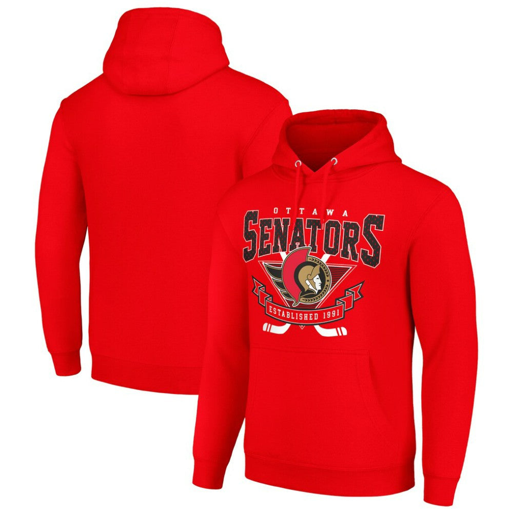 NHL Ottawa Senators Starter Team Logo Graphic Fleece Tri-Blend Pullover Hoodie - Red