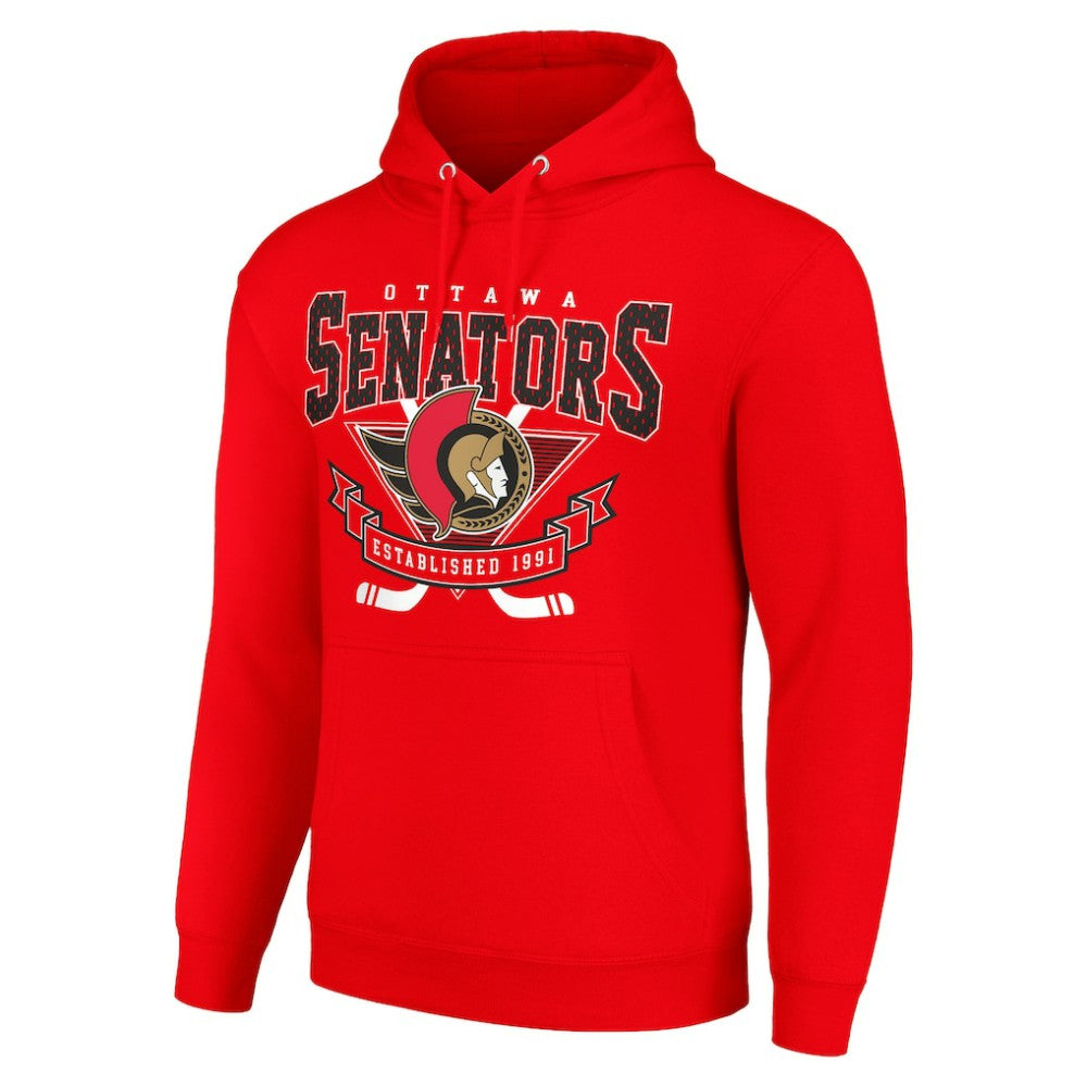 NHL Ottawa Senators Starter Team Logo Graphic Fleece Tri-Blend Pullover Hoodie - Red
