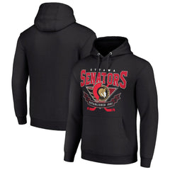 NHL Ottawa Senators Starter Team Logo Graphic Fleece Tri-Blend Pullover Hoodie - Black