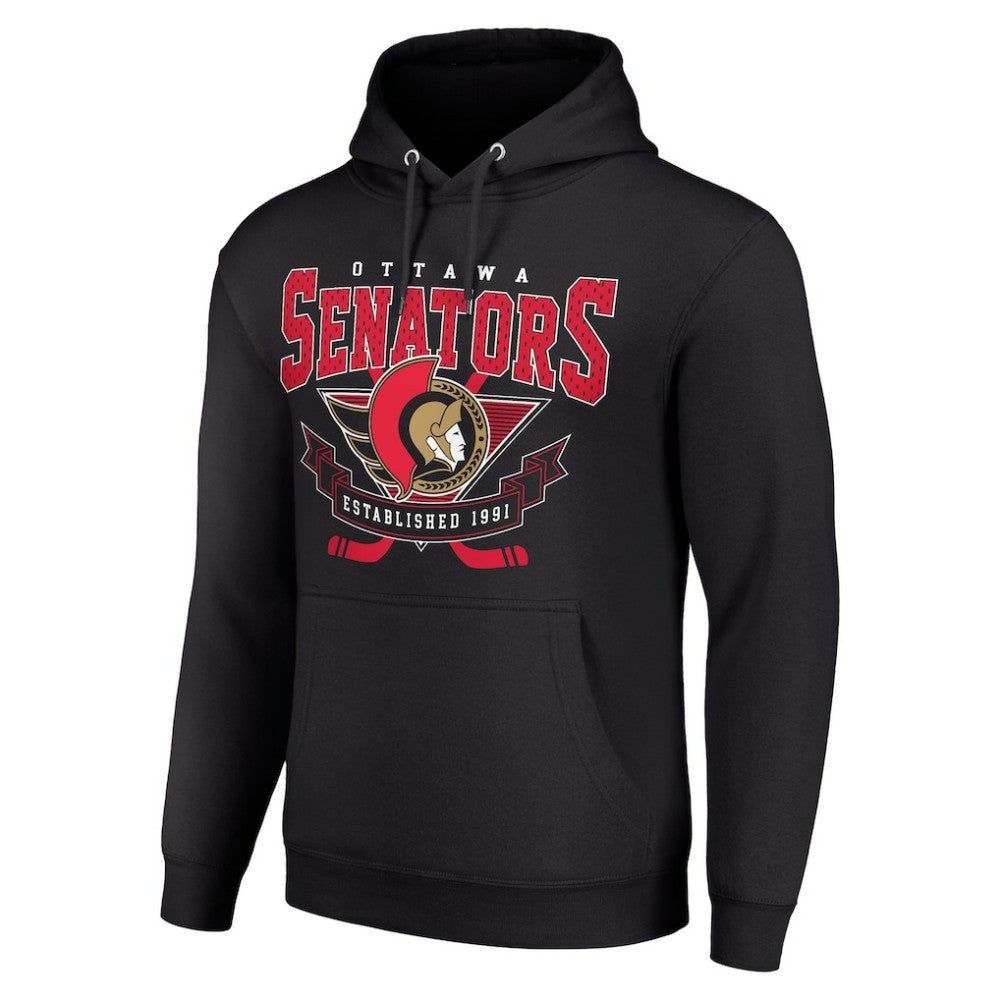 NHL Ottawa Senators Starter Team Logo Graphic Fleece Tri-Blend Pullover Hoodie - Black