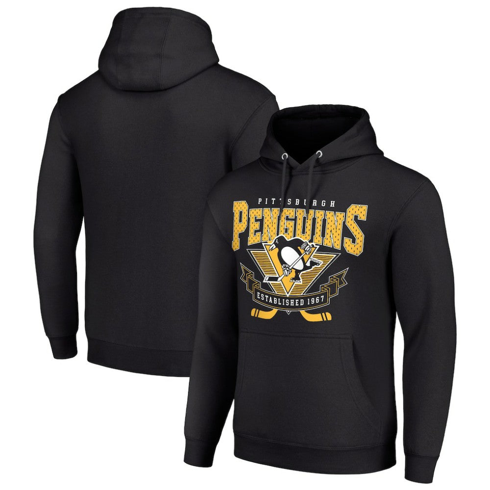 NHL Pittsburgh Penguins Starter Team Logo Graphic Fleece Tri-Blend Pullover Hoodie - Black