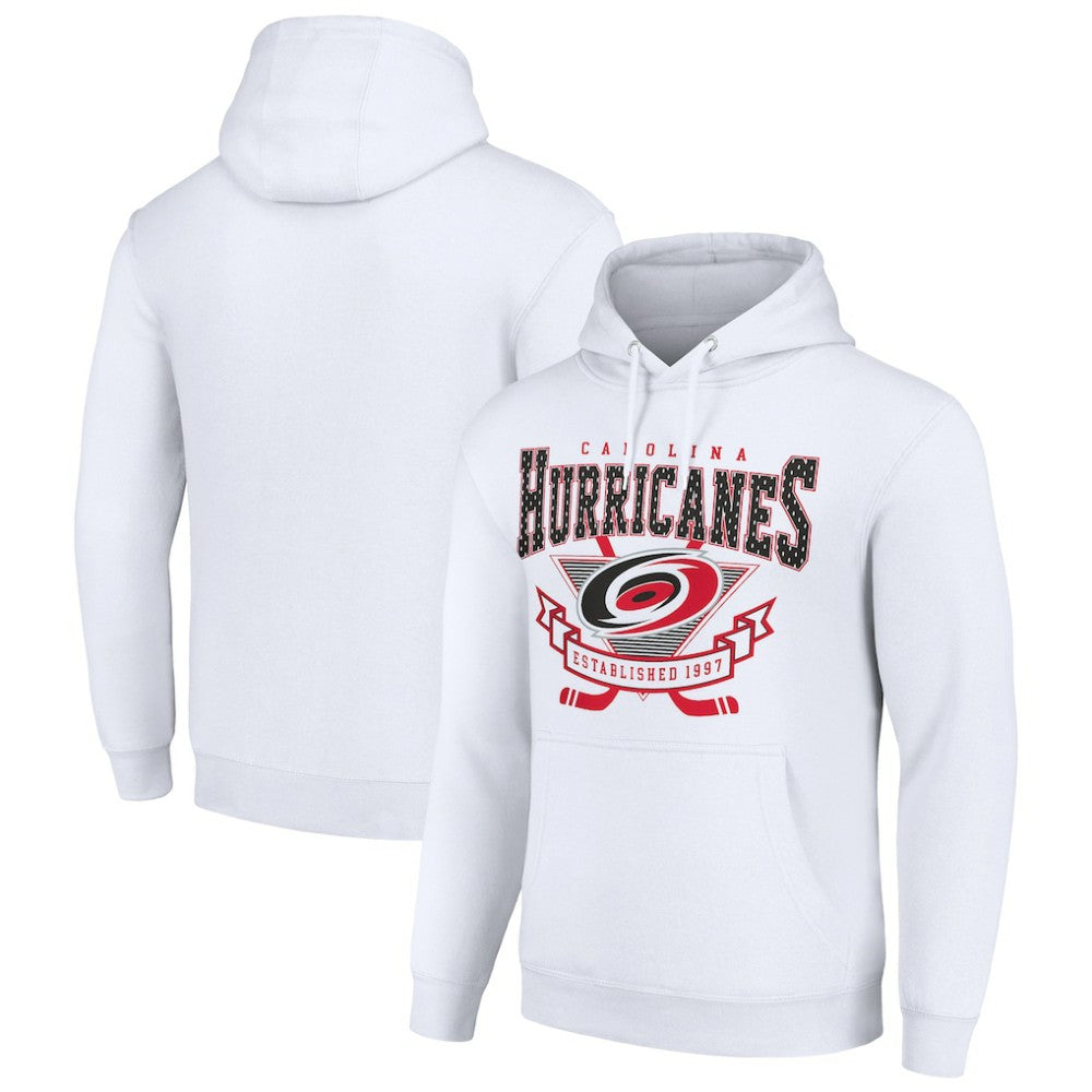 NHL Carolina Hurricanes Starter Team Logo Graphic Fleece Tri-Blend Pullover Hoodie - White